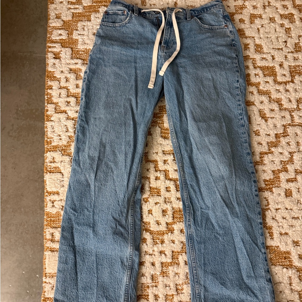 Abercrombie low rise baggy curve love jeans with drawstring